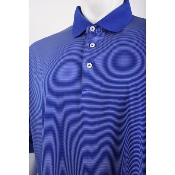 RLX Ralph Lauren Mens Blue Polo Golf Shirt XXL 2XL Striped Pullover Short Sleeve - Picture 4 of 6